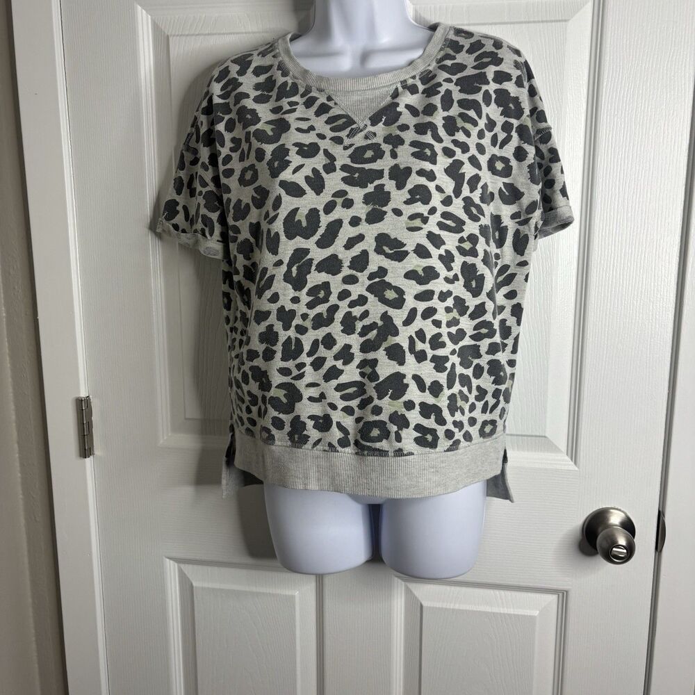 Secret Treasures Small Leopard Print Lounge Top Short Sleeve Grey
